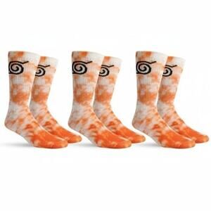 Naruto Shippuden Hidden Leaf Village Socks 3-Pack Anime Tie Dye Crew